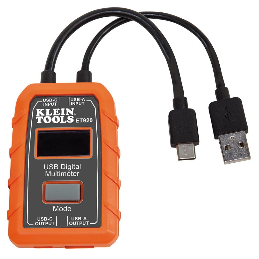Klein Tools USB Power Meter, USB-A and USB-C Digital Meter for Voltage, Current, Capacity, Energy and Resistance, ET920