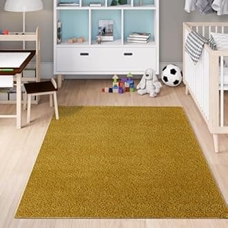 homeart Area Rug - Super Soft Shaggy Rugs For The Living Rooms, Bedrooms And Kitchen - Modern, Easy To Clean Carpet - 120 cm Round, Gold
