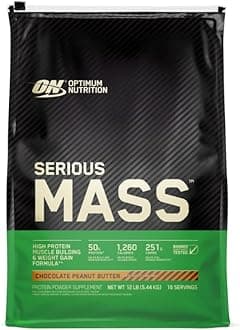 Serious Mass, Weight Gainer Protein Powder, Mass Gainer, Vitamin C and Zinc for Immune Support, Creatine, Chocolate Peanut Butter, 12 Pound (Packaging May Vary)