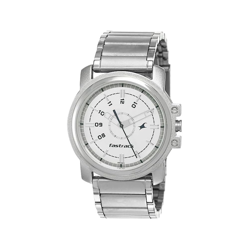 Fastrack Quartz Analog Silver Dial Silver Stainless Steel Strap Watch for Guys - NS3039SM01