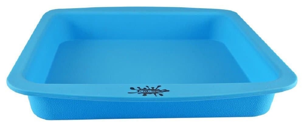 NoGoo Deep Dish Brownie Baking Silicone Container - 8” x 8” - Assorted Colors (Blue)