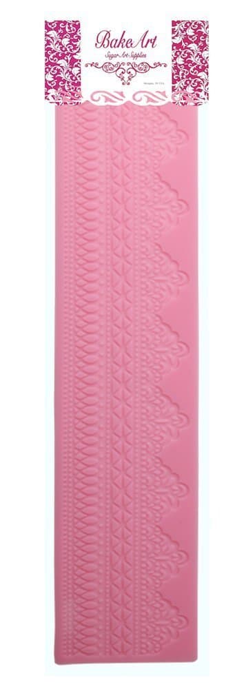 BakeArt Silicone Extra Long Wedding Cake Lace Mold/Mat for Icing Lace, Sugar Lace Decorating for Gum Paste, Fondant, Sugar Art Baking Mould - Geometric Pattern