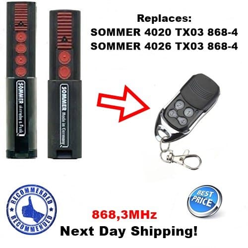 SOMMER compatible remote clone with SOMMER 4020 TX03 868-4, SOMMER 4026 TX03 868-4 868,3MHz