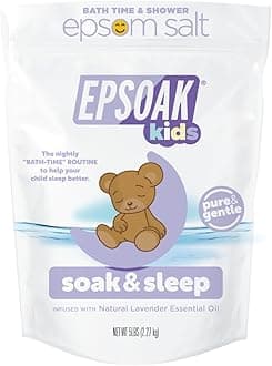 Epsoak Kids Epsom Salt 5 lb. USP Magnesium Sulfate with Lavender Scent Resealable Epsom Salt Bag, Made in The USA, Cruelty-Free Certified