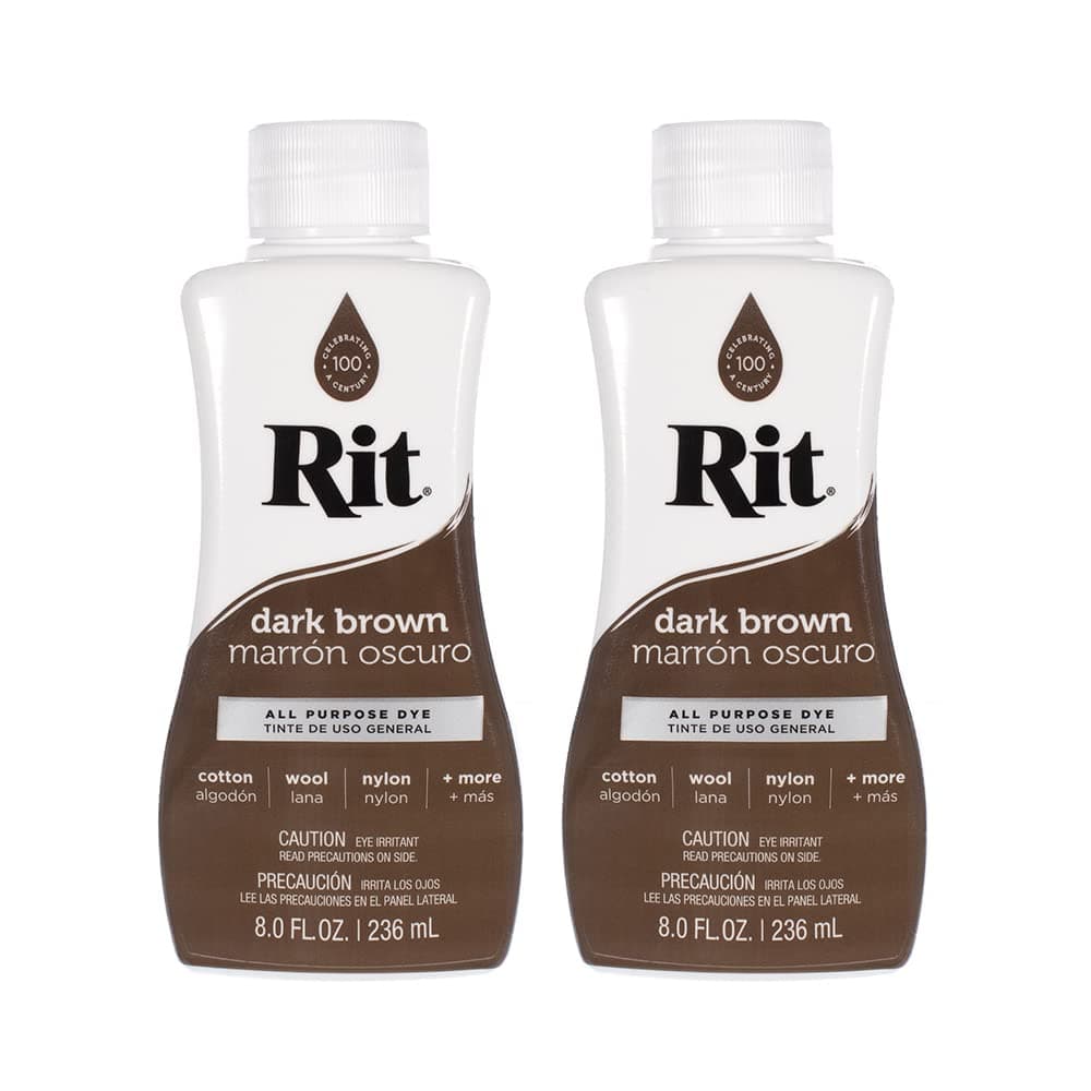 Rit Dye Multi-Purpose Liquid 8 OZ. | Great for Clothing, Accessories, Décor, and Much More | 2-Pack, Dark Brown