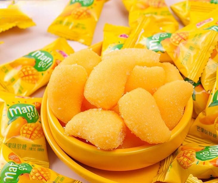 Mango soft candy (100/500/1000g) fruit flavored candy, Wedding candies,Sweets Gifts,Gummy Candy,sweet and sour mango cake,delicious snack gifts,fruit snacks,instant food (500g)