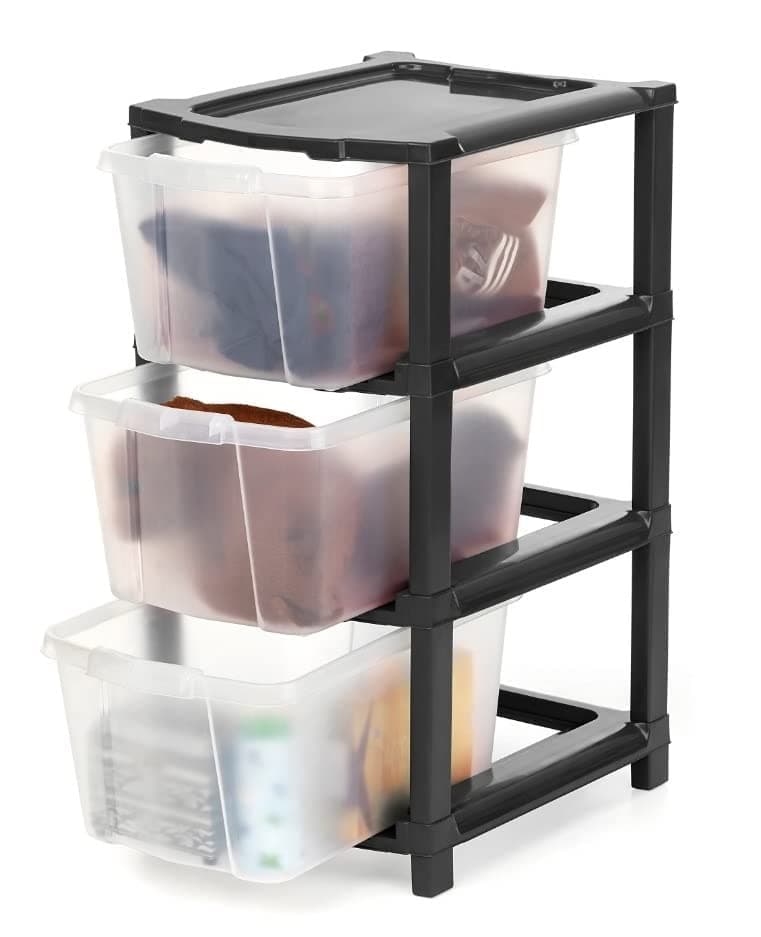 Transparent 3 XL Plastic Modular Drawer System for Home, Office, Hospital, Parlor, School, Doctors, Home and Kids, Product Dimension When assembeled (31cmx39cmx68 cm) (3XL)(Transparent)