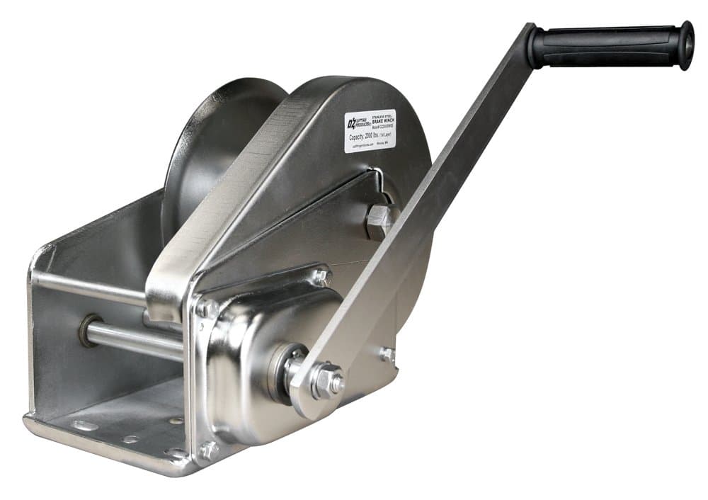 Oz Lifting OZ2000BWSS Wire Rope Brake Winch, 2000 lb Capacity, Stainless Steel