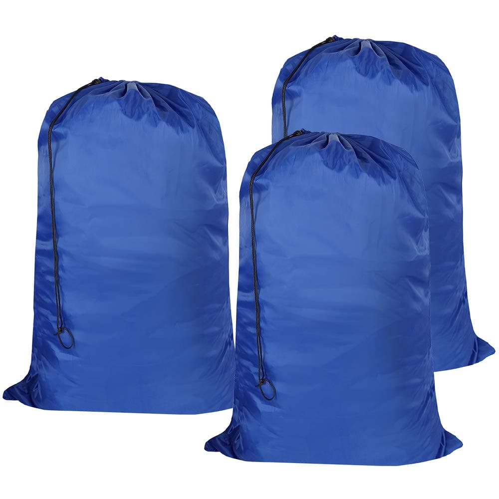 Washable Travel Laundry Bag with Drawstring (3 Pack), Large Dirty Clothes Bag Fit a Laundry Basket or Clothes Hamper, Enough to Hold 4 Loads of Laundry,26x39 inches RoyalBlue 3