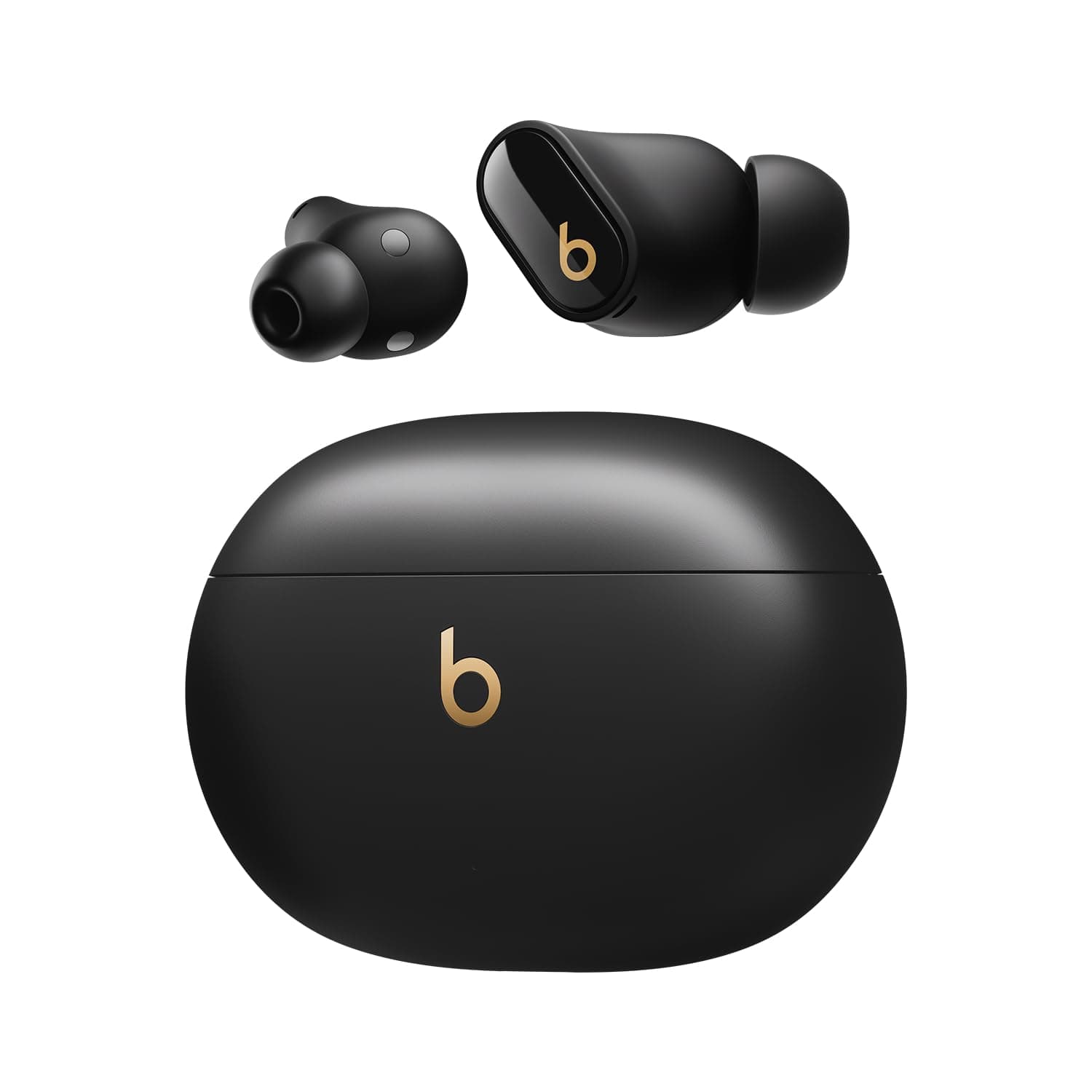 Studio Buds + | True Wireless Noise Cancelling Earbuds, Enhanced Apple & Android Compatibility, Built-in Microphone, Sweat-Resistant Bluetooth Headphones, Spatial Audio – Black/Gold