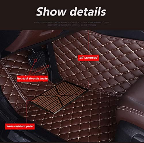 Custom Car Mat Fit for 98.99% Car Models Waterproof Full Coverage All Weather Protection Leather Car Floor Mats (Black Beige)