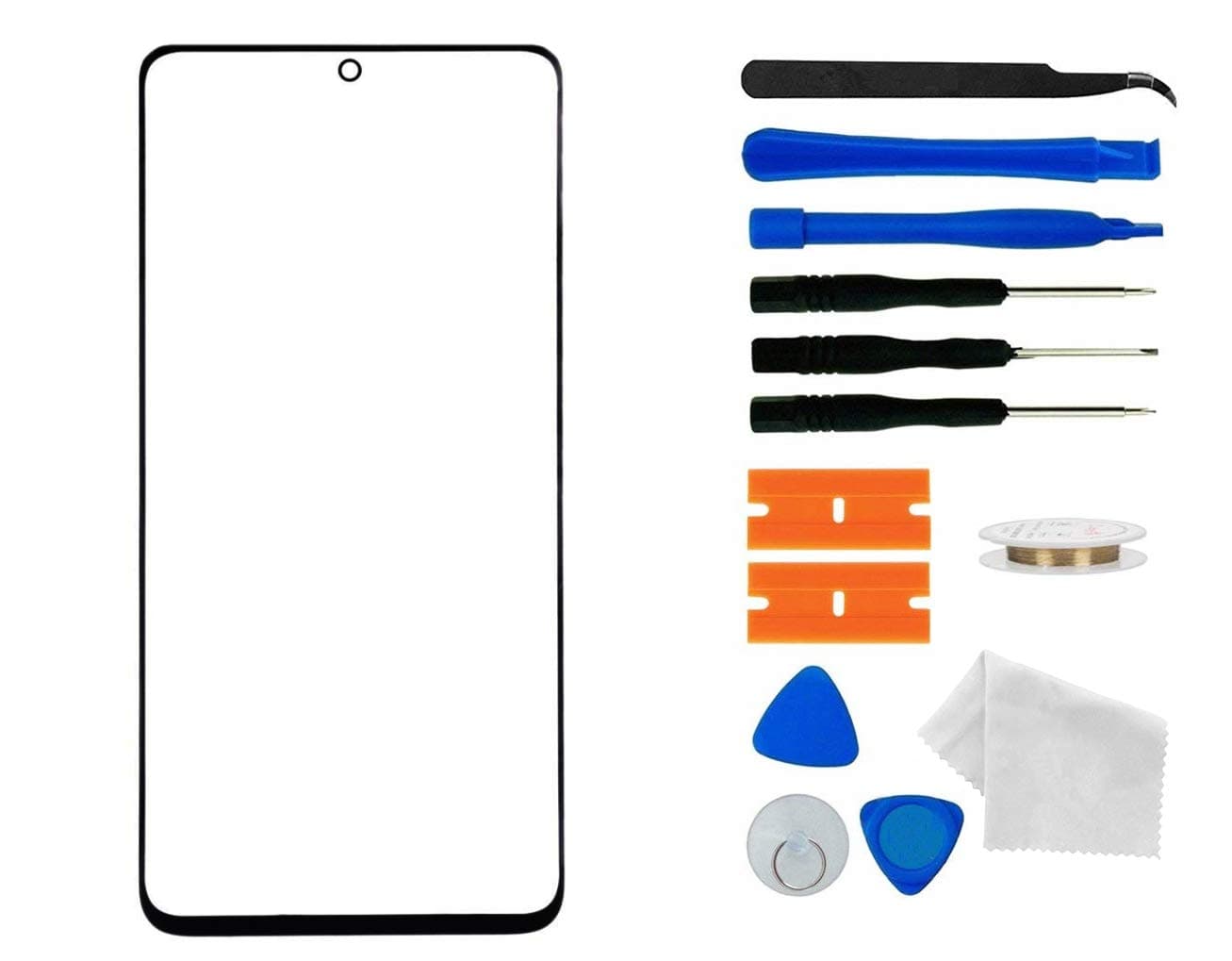 Original Galaxy S22 Ultra 5G Screen Glass Replacement, Front Outer Lens Glass Screen Replacement Repair Kit for Samsung Galaxy S22 Ultra SM-S908 Series (S22 Ultra 6.8'- Black)