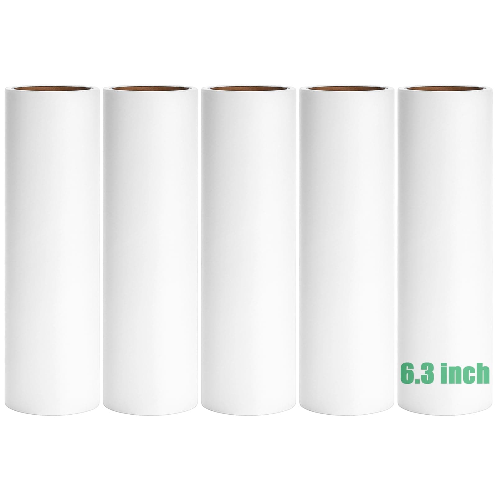 6.3 inch Lint Roller Refills Only, Lint Roller Refills for Pet Hair Extra Sticky 60 Sheets per Roll (6.3'' Wide (Pack of 5, Total 300 Sheets))