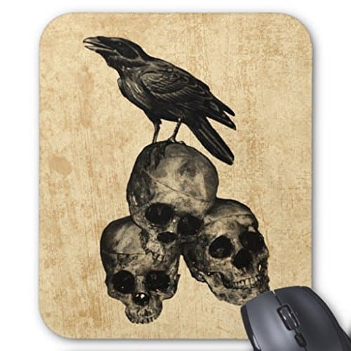 Pentys Crow and Skulls Evil Cool Rectangle Non-Slip Rubber Mouse Pad 9"x 7"