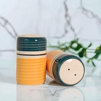 The Decor Lane Elegant Ceramic Salt Pepper Set for Dining Table & Kitchen Salt Shakers Set | Classic Design, Easy Refill, Perfect for Kitchen & Dining - 60ML (Yellow Green, 1 Set)