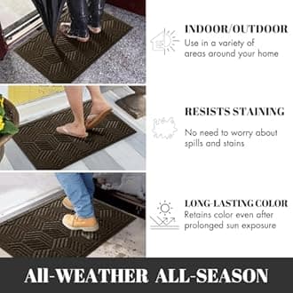 Yimobra Extra Large Door Mat 60x36, All-Season Waterproof Outdoor Mats for Front Door Entrance with Drainage Holes, Heavy Duty Non-Slip Doormat for Garage Patio Entryway Indoor, Brown