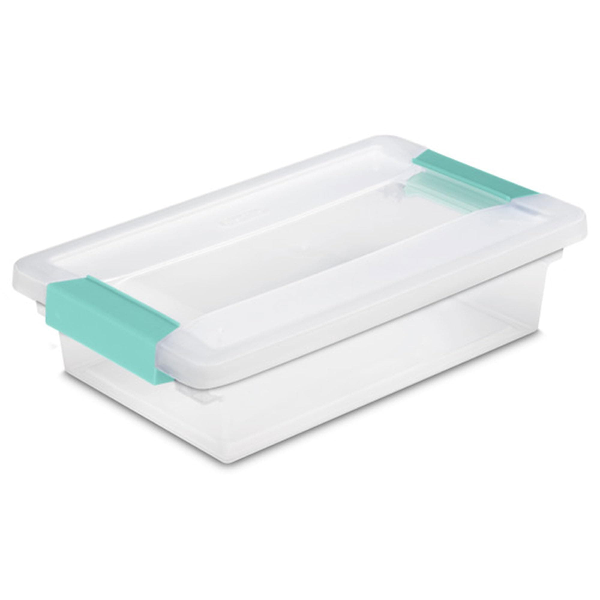 Sterilite Small Clip Box, Stackable Storage Bin with Latching Lid, Plastic Container to Organize Office, Crafts, Home, Clear Base and Lid, 6-Pack