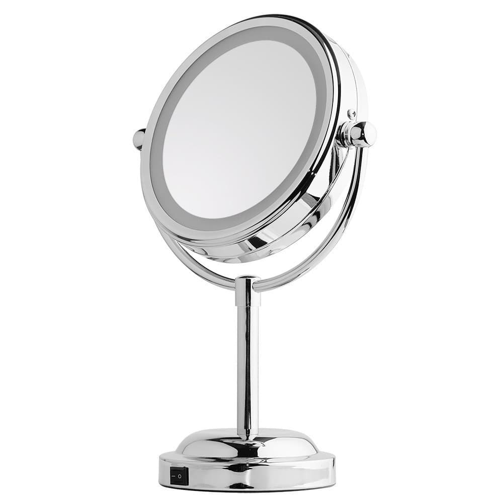 Mirror With Lights-MY CANARY 6in LED Lighted Makeup Mirror,1x/3x Magnifying Double Sided Light Up Mirror,Vanity Mirror For Bathroom/Bedroom Countertop,Portable Desk Mirror With 360°Rotation,Cordless