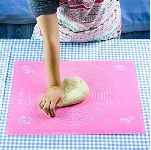 Daiweis Reusable Non-Stick Silicone Baking Mat,Extra Large Silicone Baking Mat for Pastry Rolling (Pink)