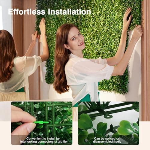 Aboofx Artificial Grass Wall Panels, 8 Pack 10 x 10 inch Fence Covering Privacy Panels with100 Zip Ties, Boxwood Hedge Panels for Garden Yard Fence Privacy Greenery Wall Background Decoration