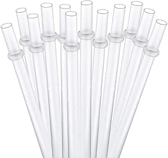 Dakoufish 12 Piece 11 Inch Reusable Plastic Thick Drinking Straws BPA Free Mason Jar Straws Plain Color