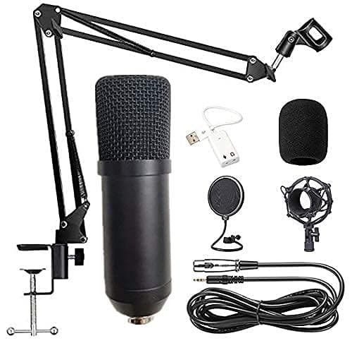 Condenser Mic Kit Bm-700 Mic Set Gaming Mic, Pc Mic To 3.5Mm With Adjustable Mic Suspension Scissor Arm, Shock Mount,For Studio Recordingbroadcasting Vocal Microphones