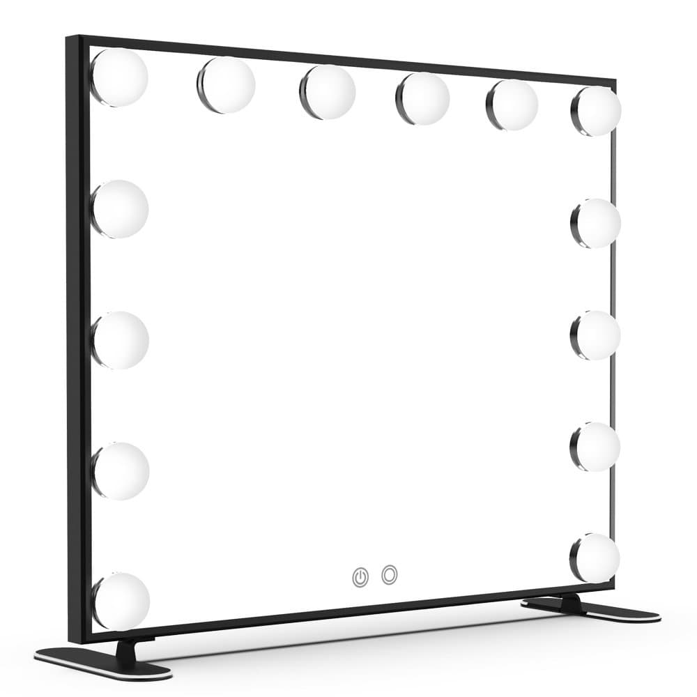 Nitin Hollywood Vanity Mirror with Lights, Black Lighted Makeup Mirror with 14 Bulbs, Tabletop or Wall Mounted Vanity Mirror for Bedroom Dressing Room (Black)