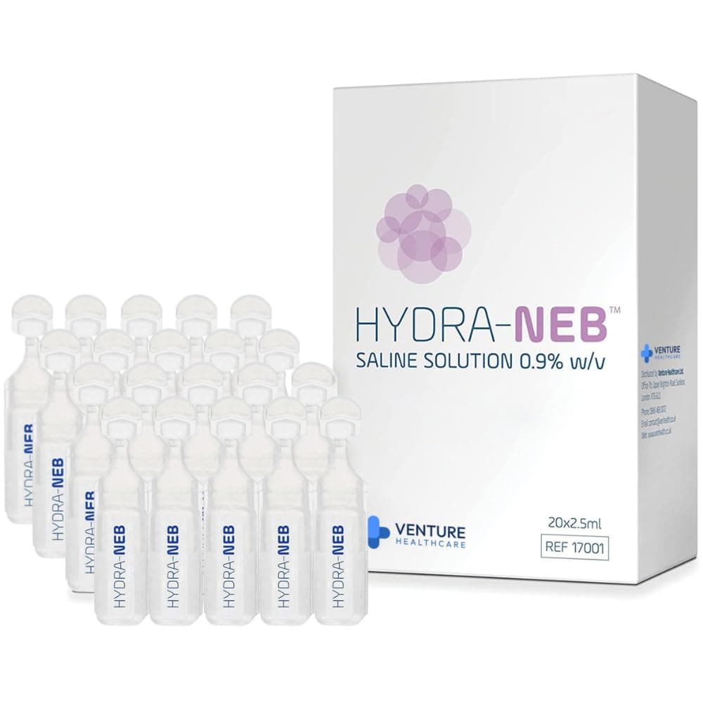 50ml Isotonic Saline Solution 0.9% NaCl - Inhalation Solution for Nebuliser – Reduce Mucus and Allergy Symptoms - Nebuliser Saline Solution for Humidyfing Airways