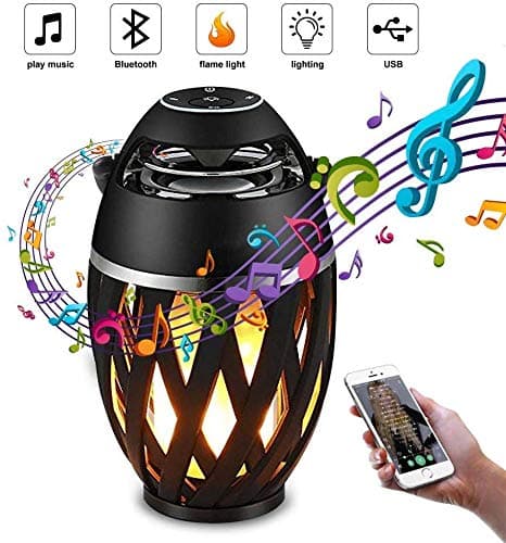 Giftana LED Flame Torch with Handle Atmosphere Bluetooth Speaker and Outdoor Portable Stereo and HD Audio and Enhanced Bass and FM (Black)