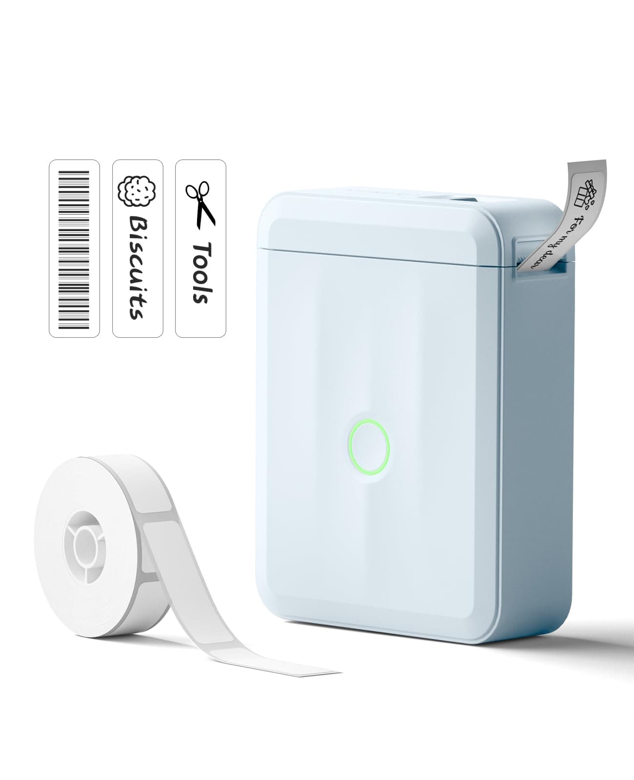 NIIMBOT Label Maker Machine Bluetooth Label Printer for School Home Office Organization, Wireless Mini Labeler D110 Upgraded Version, Label Machine with 1 Label Tape, Blue