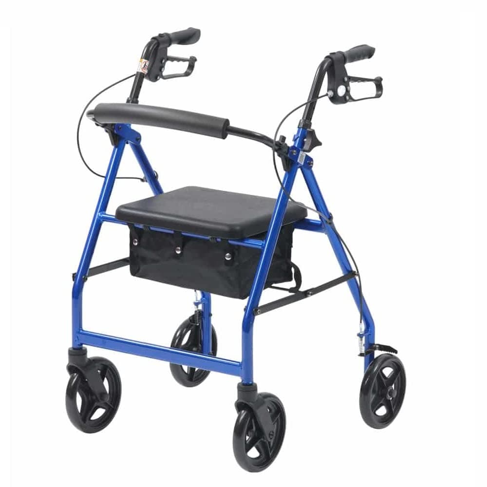 Folding Lightweight Rollator Walking Frame With Locking Brakes, Seat, Tray And Cane Holder