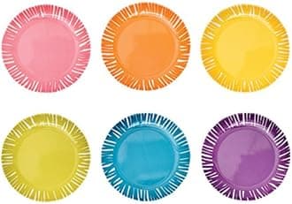 French Bull - Multicolor Melamine Plate - for Appetizers and Desserts - Fringe, Set of 6 Assorted