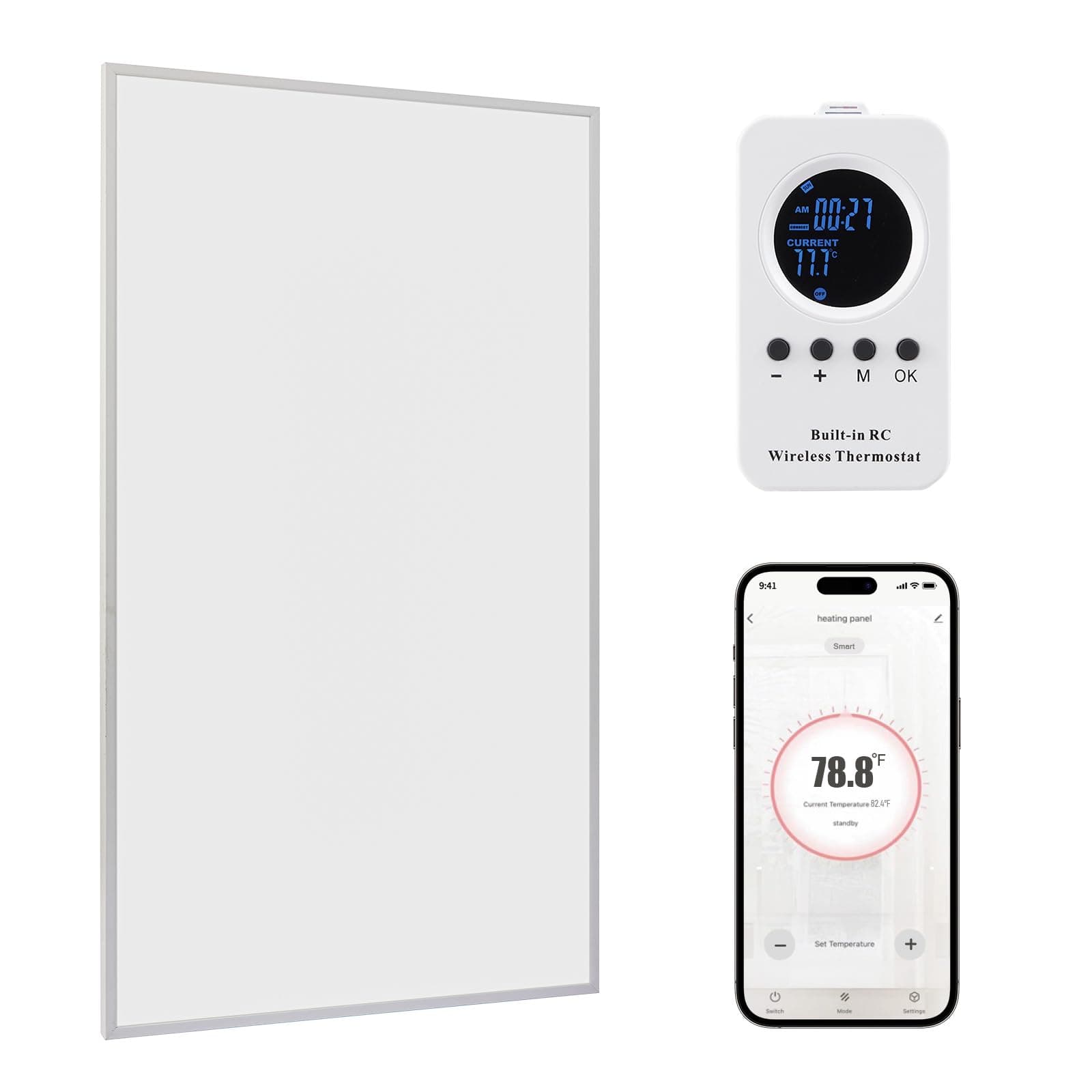 Infrared Heater Panel 600W, Wall Mounted Space Heater Panel for Indoor intelligent Infrared Heating Panel, 100% Flame Retardant Material, Safe and Fast Heating - With Thermostat, APP