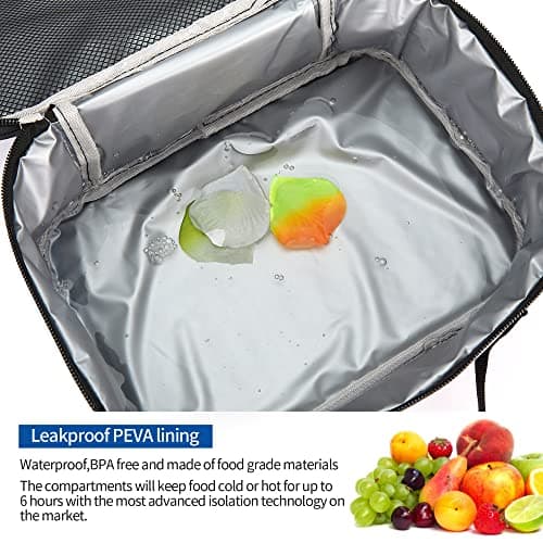 rickyh style Lunch Box with Padded Liner, Spacious Insulated Lunch Bag Durable Thermal Lunch Cooler Pack with Strap for Men Women Boys Girls Adults School Sports Beach Picnic Work Camp,2 Pocket