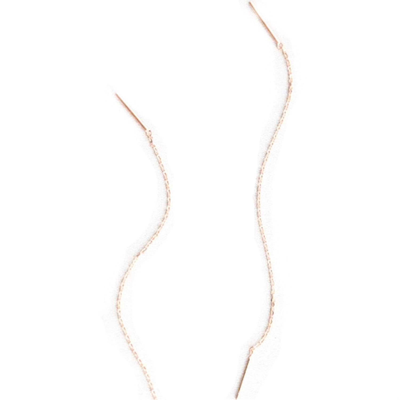 VWH Minimalism Threader Tassel Earrings Tiny Drop Long Chain Earrings(Rose Gold )