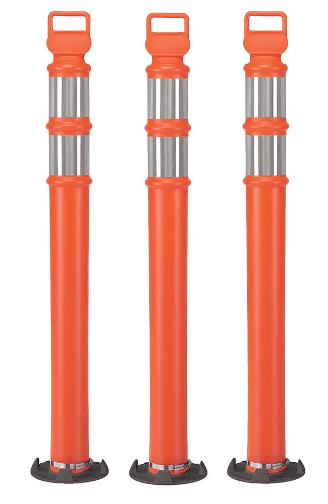 Cortina EZ Grab Delineator with Permanent Mount, 42" Height, 03-746ABC-3, Orange, 3 Pack