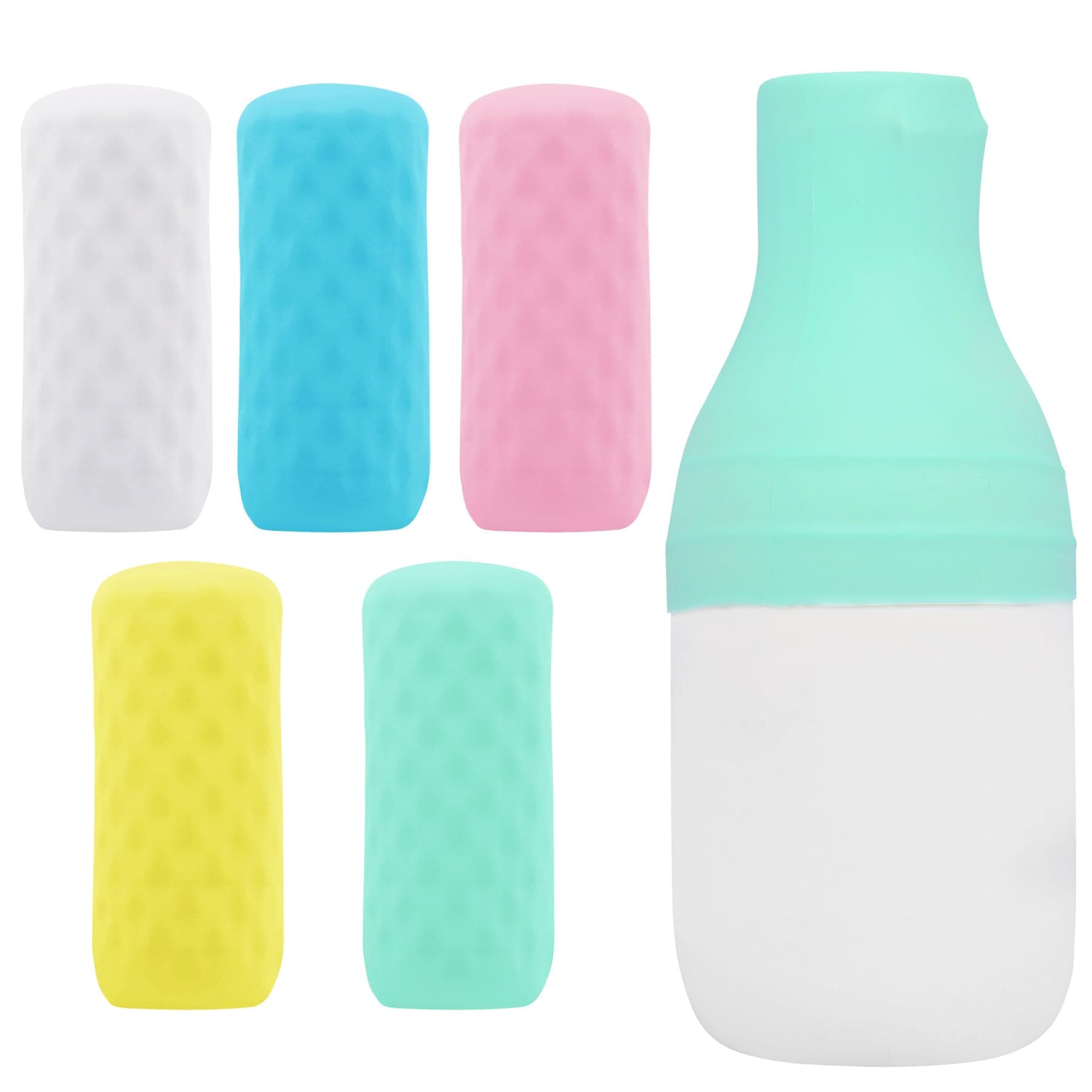 5 Pack Travel Essentials Silicone Bottle Covers, Cruise Ship Essentials, Travel Accessories Luggage for Women Men, Elastic Sleeves for Leak Proofing, Fit Most Travel Size Bottles Toiletries