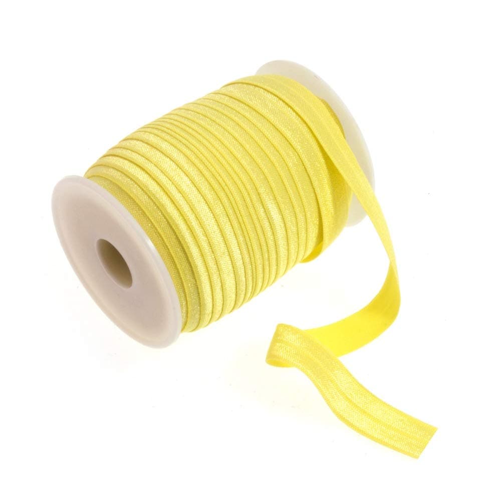 Plush Addict 16mm Elastic, The Perfect Sewing Accessory for Making Masks, Hair Band or Hair Ties and All Garments requiring fold Over Elastic - Yellow - 1 Metre