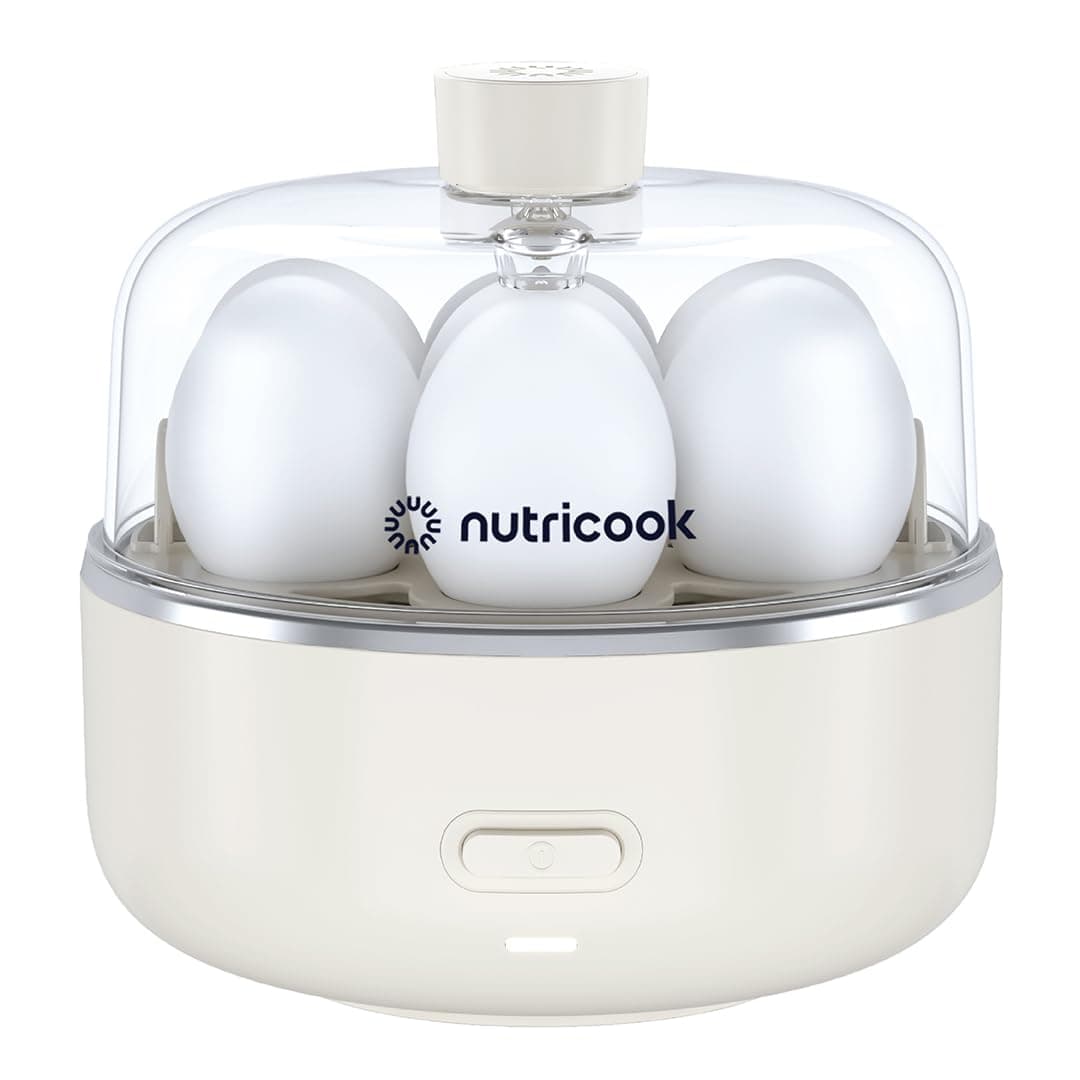 Nutricook Egg Cooker, 7 Eggs Capacity,Egg Cooker for Boiled, Poached, Scrambled Eggs & Omelettes, Buzzer Indicator, Precision Cooking, Includes accessories, EC207ME-S,Beige, 2-Year Limited Warranty