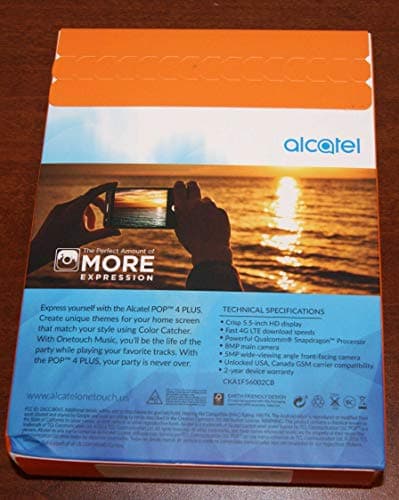 AlcatelPOP4 Plus 5.5 4G LTE 16GB Android 6.0 Smartphone Unlocked (Gray)