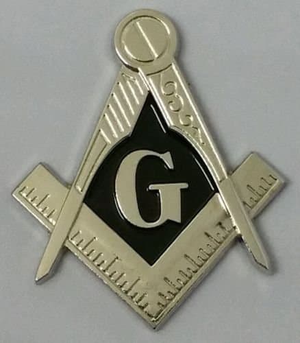 Masonic cut-out Mini car emblem in silver with solid Black