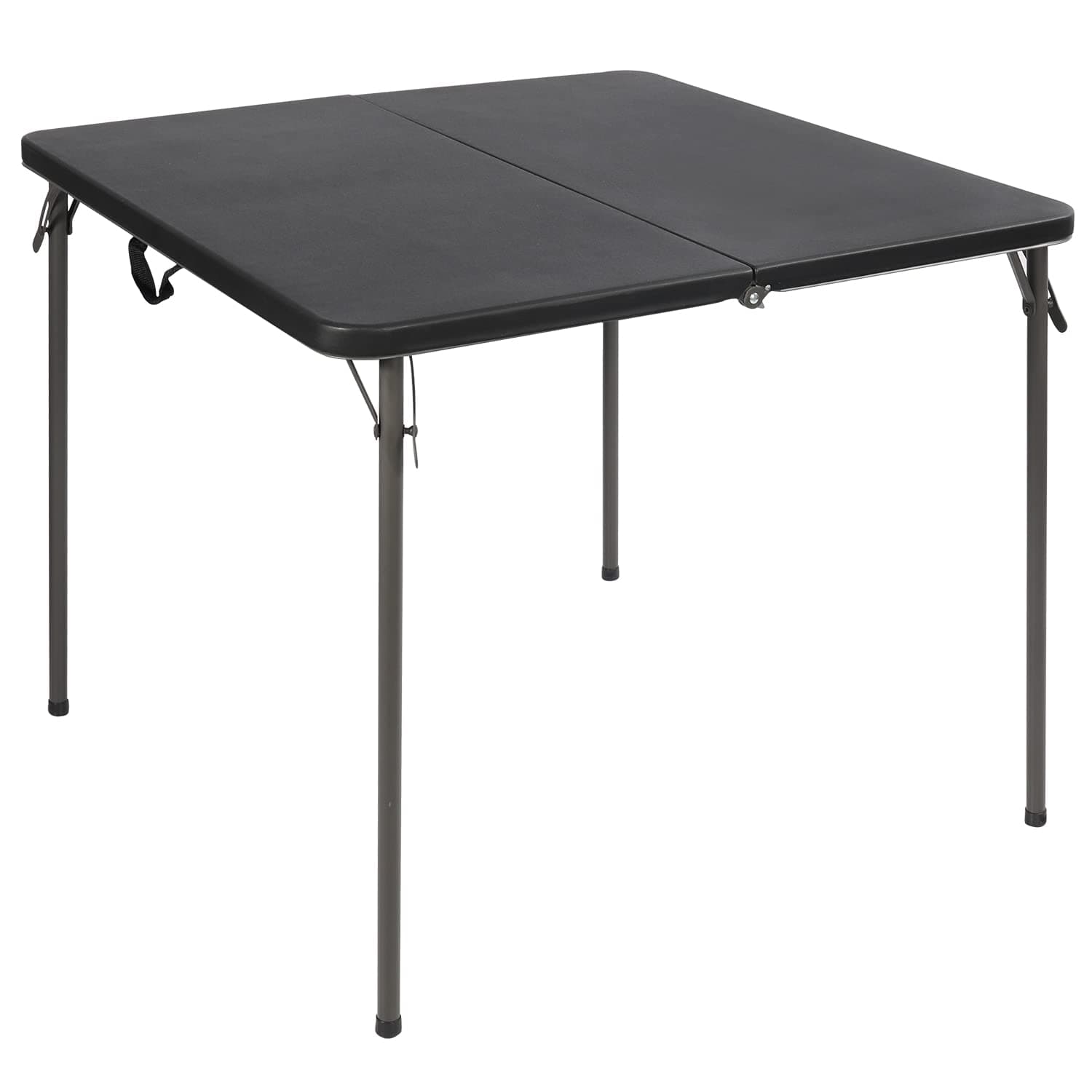 34" Square Folding Card Table with Resin Top, Portable Fold in Half Small Card Tables with Collapsible Legs for Adults Indoor Outdoor Use, Black