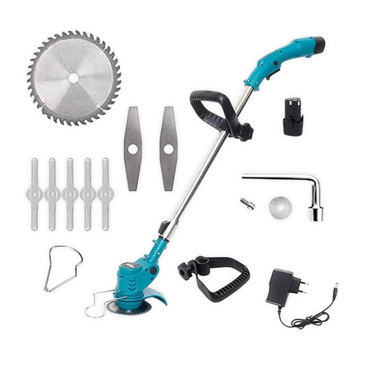 Cordless 12V Grass Cutter/Trimmer | 180mm Cutting Width | 2-in-1 Mower & Trimmer | Adjustable Height | 3 Different Blades | Lightweight & Portable | Lawns & Gardens | TOP Customer Support