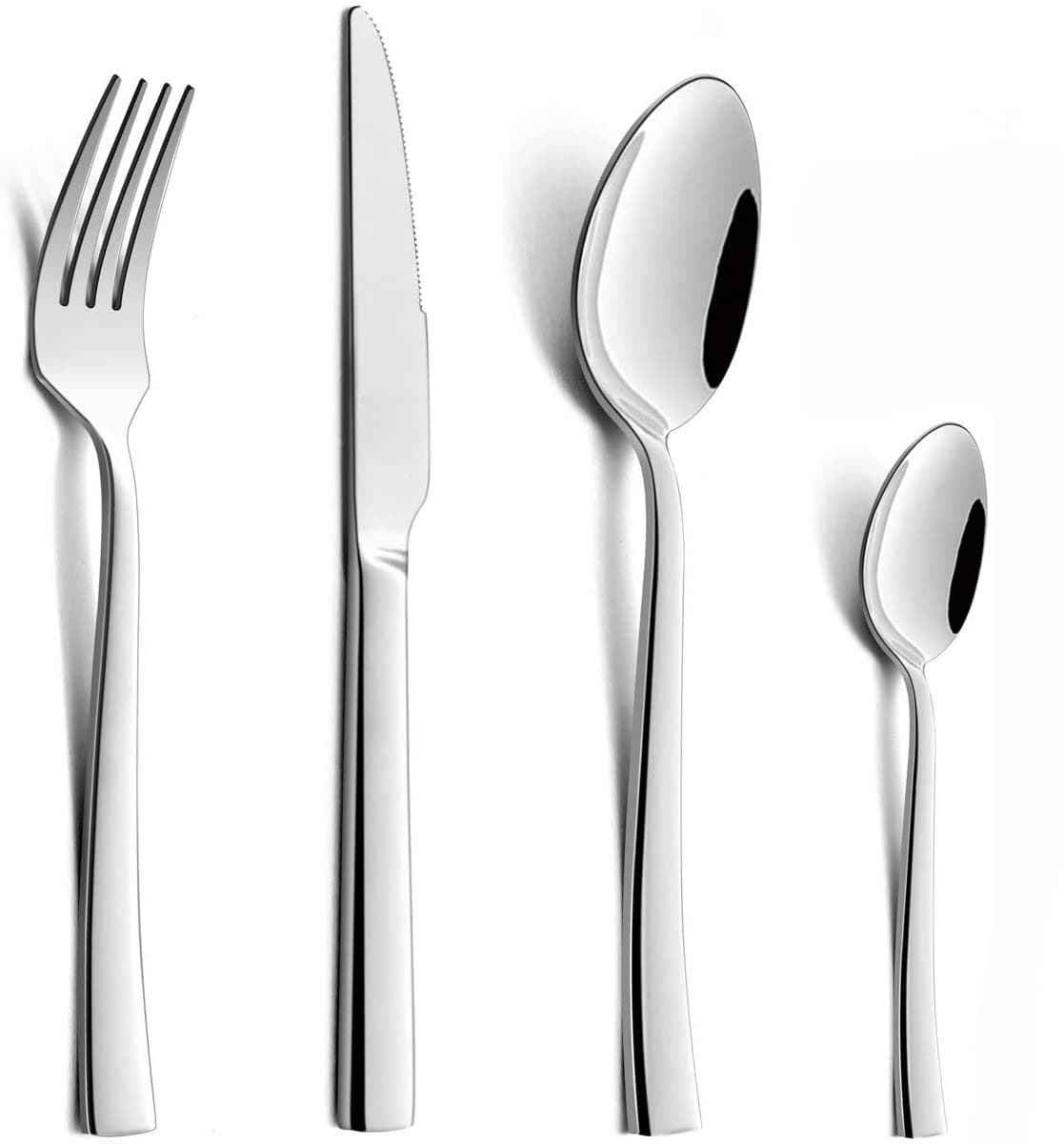 24 Piece Cutlery Set, Stainless Steel Flatware Silverware Sets with Knife Spoon Fork, Service for 6, Mirror Polish & Dishwasher Safe - (Basics Set) for Home/Kitchen/Party/Travel