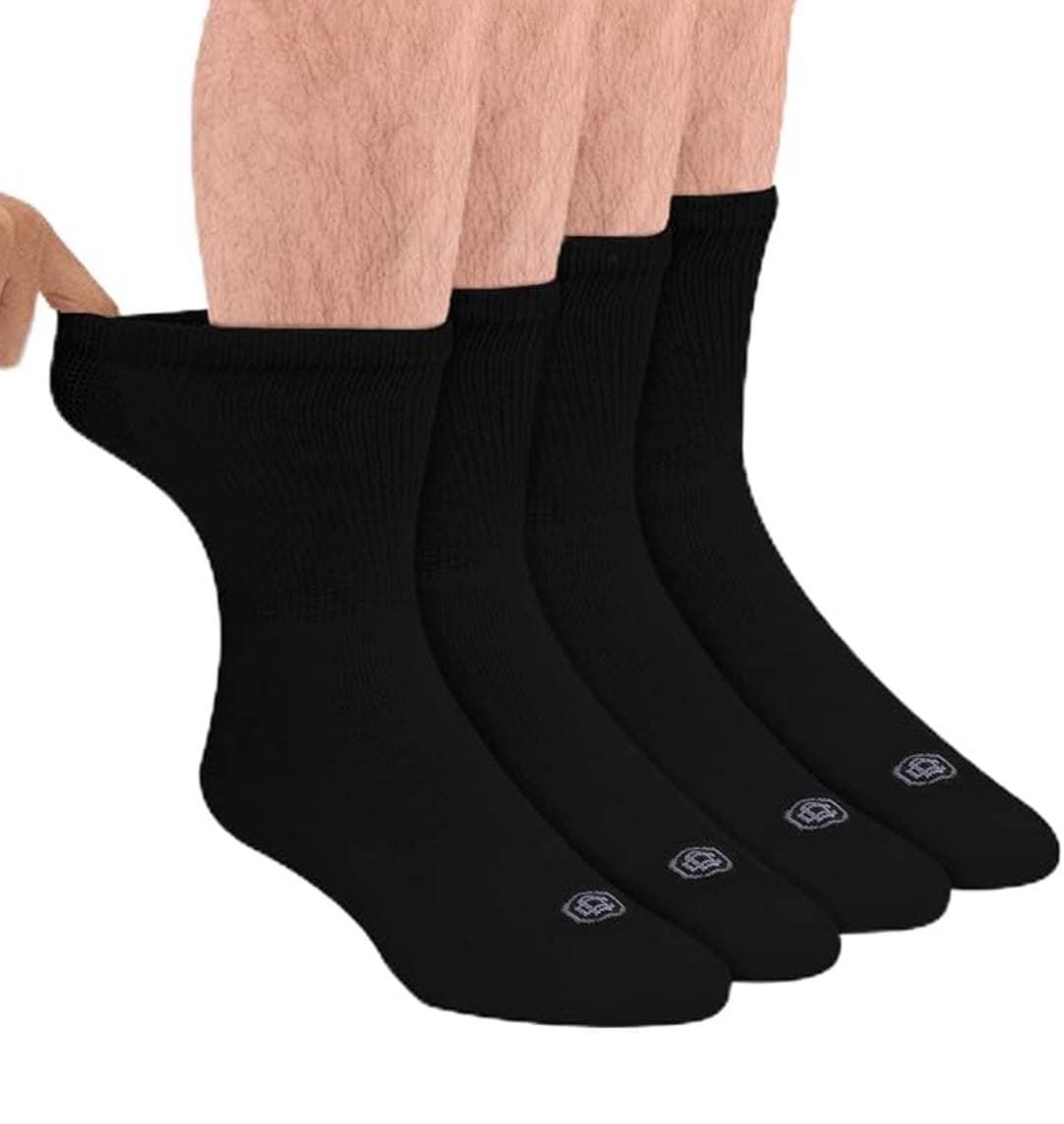 Doctor's Choice Diabetic Socks for Men, Seamless Socks with Non Binding Top, 4 Pairs, Large 9-12 & X-Large 13-15
