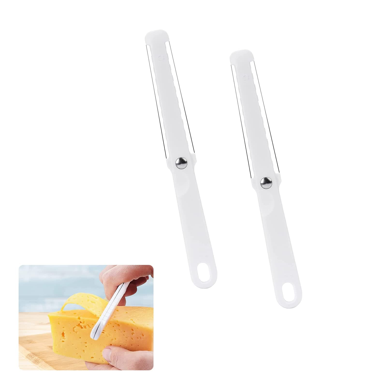 Bansusu 2 Pack Cheese Slicers Kitchen Gadgets Cheese Wire Cutter with Soft Handle for Hard and Semi-Hard Cheese Butter Plastic Multifunctional Butter Curler Tool Cheese Slicers for Block Cheese