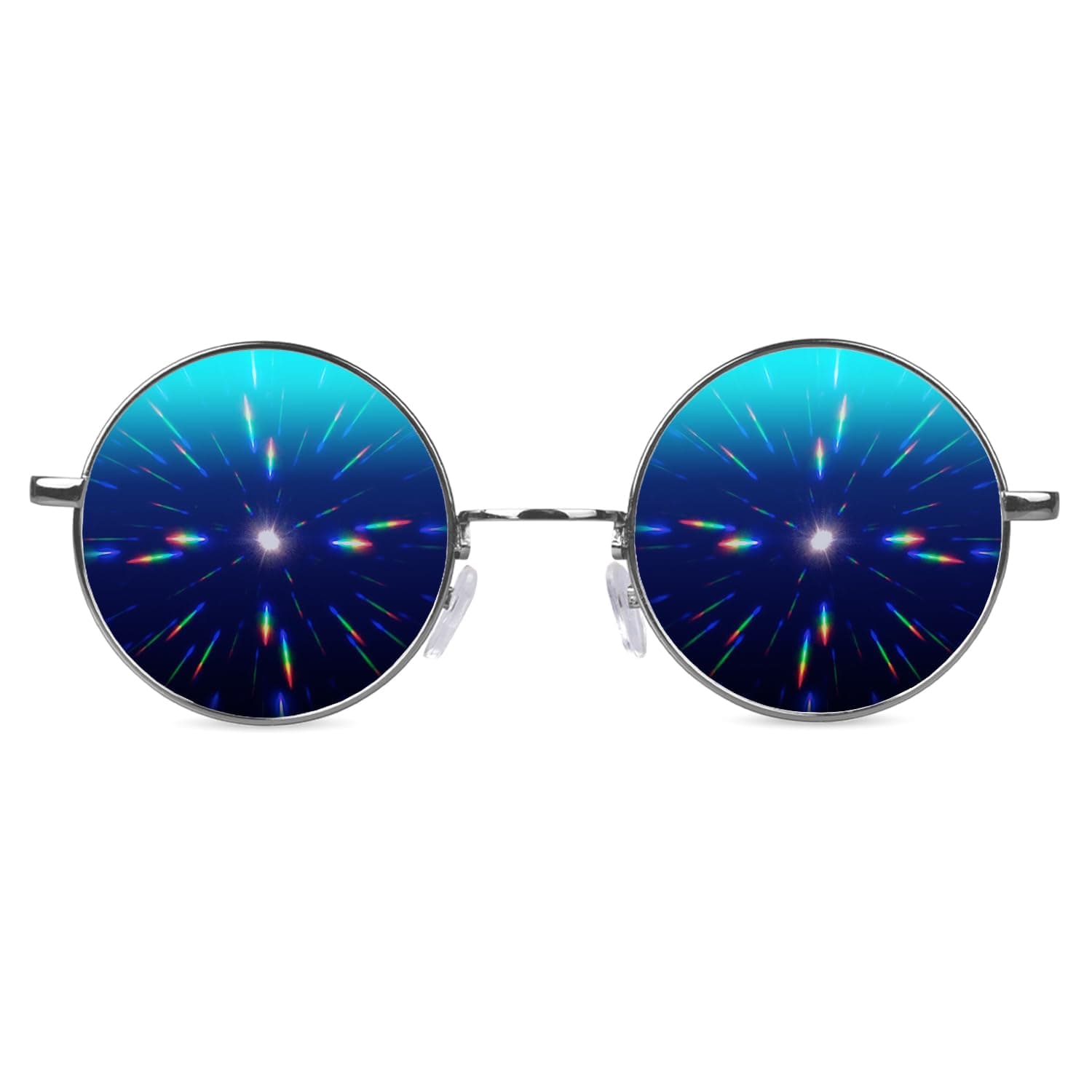 GloFX Diffraction Glasses | Hippie and Pilot Style Metal Frames with Mirror Lens and 3D Prism Rainbow Effect