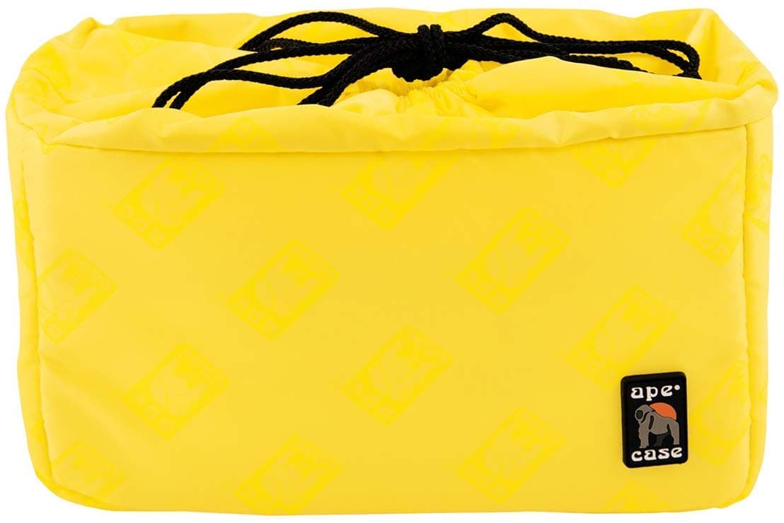 Ape Case Cubeze (ACQB 39) Flexible Padded Storage Bag; Removable & Adjustable Padded Inserts; Drawstring Closure; Hi-Vis Yellow Interior; Exterior Pockets for Accessories; Yellow