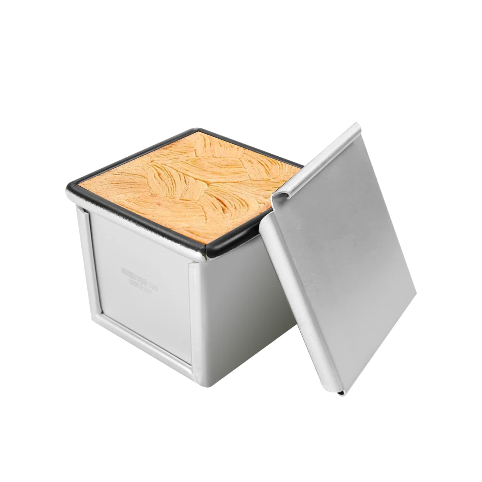 TA BEST UgyDuky Pullman Loaf Pan with Lid, Non-stick Square Smooth Toast Box, Aluminized Steel Bread Toast Mold with Cover, 4 x 4 Inch(7CM)