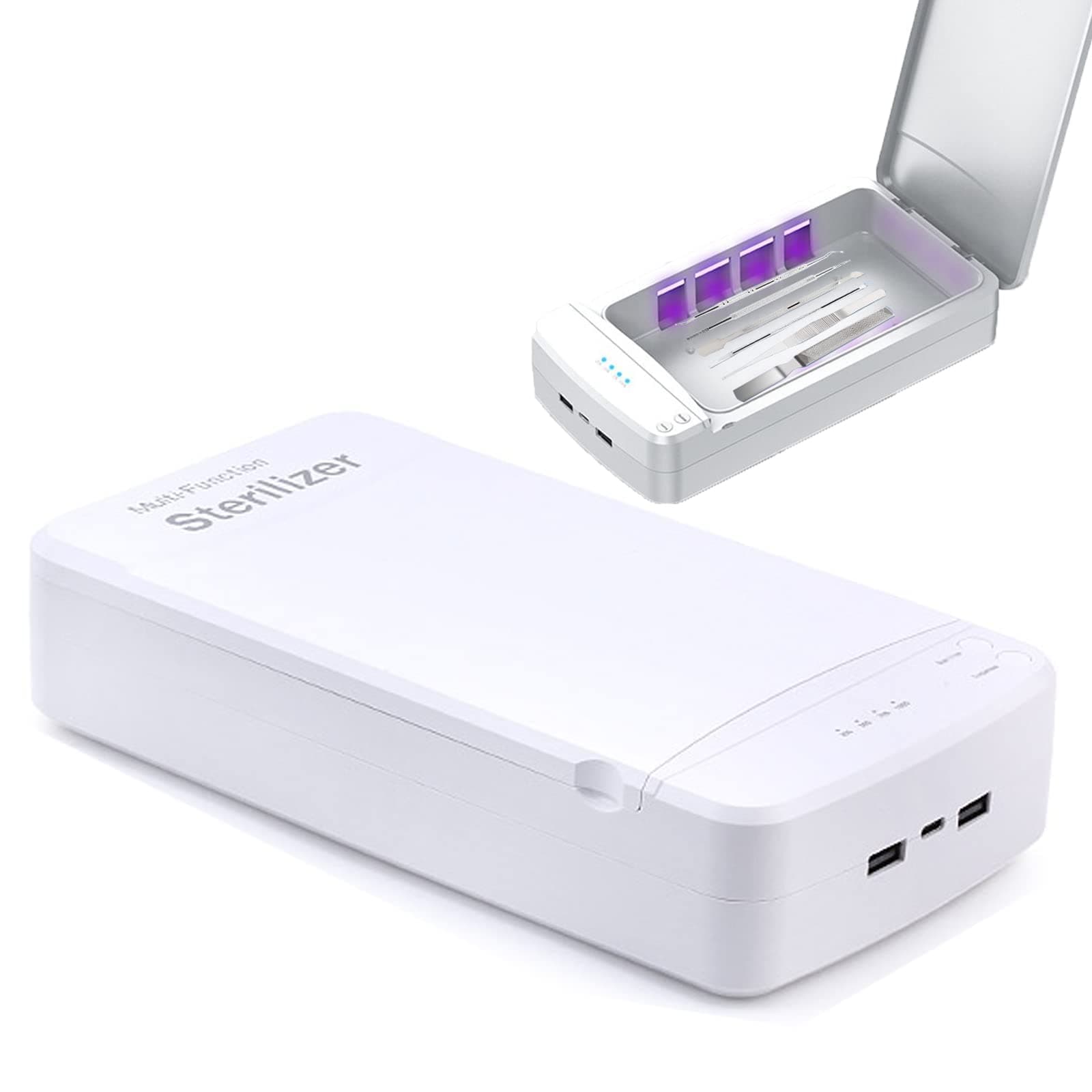 Excefore UV Light Sanitizer Box, Nail Tool Sterilizer with Blue Light, Portable USB Sterilizating Box for Manicure Salon, Tweezers, Tattoo, Scissors, Jewelry, Phone, Watch, Keys